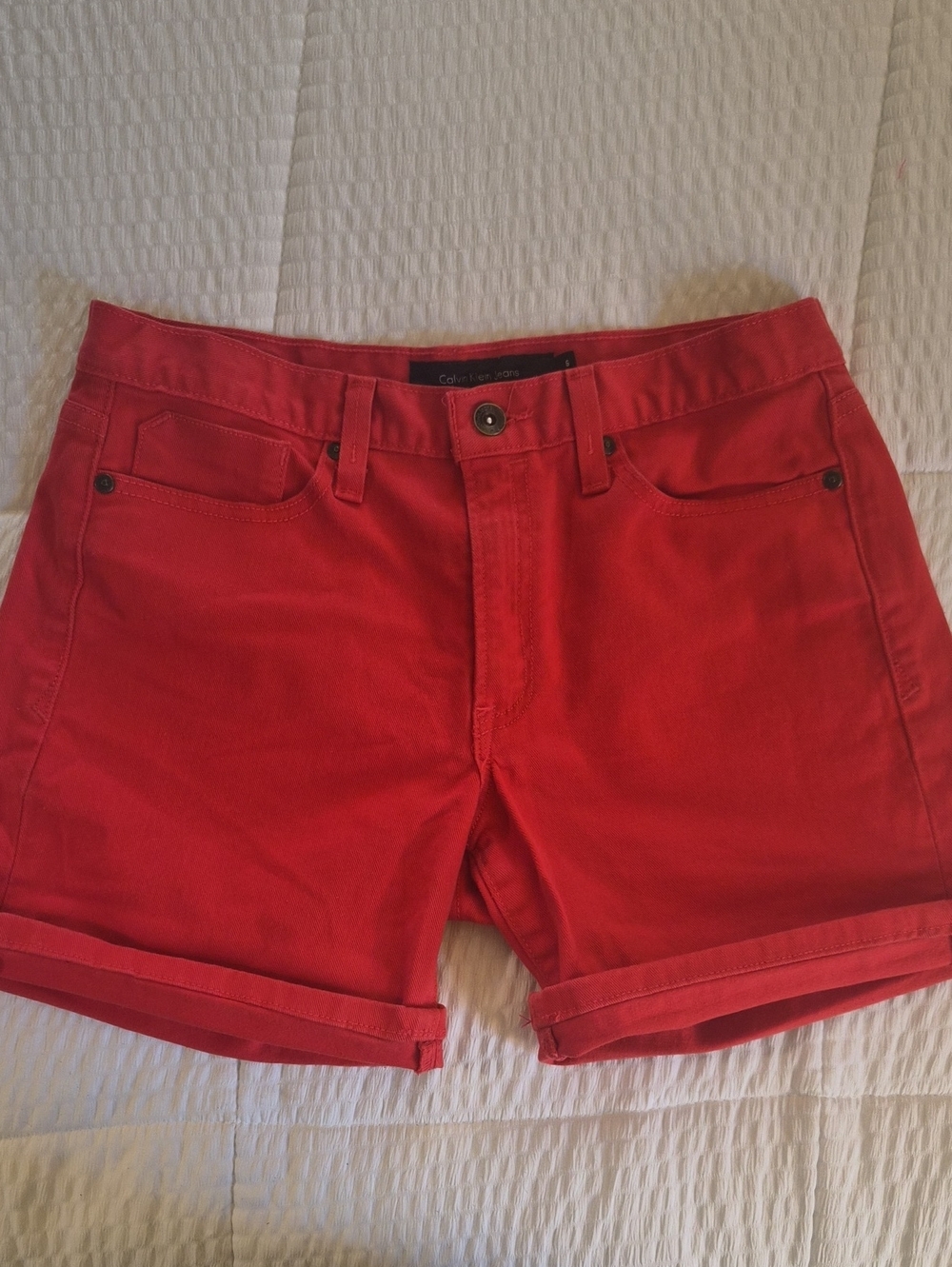 Calvin Klein Women's Red Denim Jean Shorts sz 6
